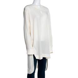 Pre Owned Chloe Cream Silk Long Sleeve Tunic M