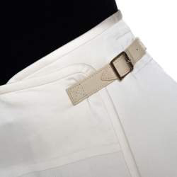 Pre Owned Chloe Cream Crepe & Silk Trim Buckle Detail Mini Skirt M 