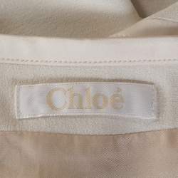 Pre Owned Chloe Cream Crepe & Silk Trim Buckle Detail Mini Skirt M 