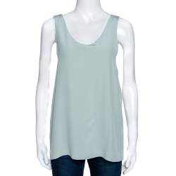 Chloe Pale Blue Silk Scoop Neck Sleeveless Top M