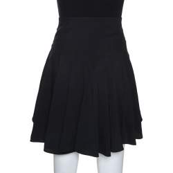 Pre Owned Chloe Black Crepe Asymmetric Hem Detail Flounce Mini Skirt M