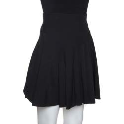 Pre Owned Chloe Black Crepe Asymmetric Hem Detail Flounce Mini Skirt M