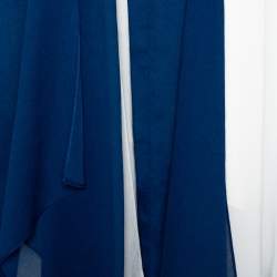 Pre Owned Chloe Tuareg Blue Crepe Scarf Detail Sleeveless Top L