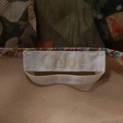 Pre Owned Chloe Green Rosace Patchwork Print Silk Sheer Blouse S