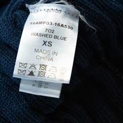 Pre Owned Chloe Blue Medium Washed & Smocked Cable Knit Sweater XS