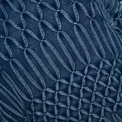 Pre Owned Chloe Blue Medium Washed & Smocked Cable Knit Sweater XS