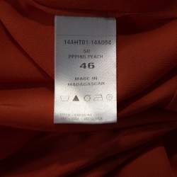 Pre Owned Chloe Orange Silk Crepe Bow Tie Front Blouse XL