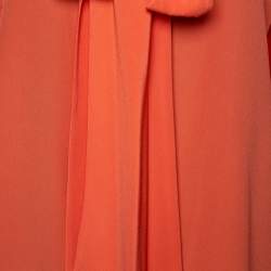 Pre Owned Chloe Orange Silk Crepe Bow Tie Front Blouse XL