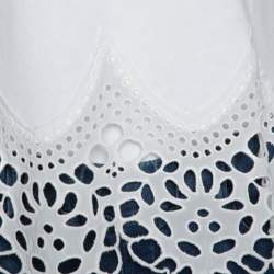Pre Owned Chloe White Cotton Lace Trim Sleeveless Top S
