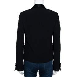 Pre Owned Chloe Black Crepe Shawl Lapel Open Front Blazer M