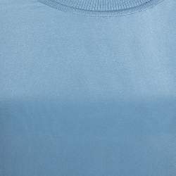 Pre Owned Chloe Powder Blue Purl Knit Wool and Silk Sweatshirt L