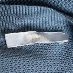 Pre Owned Chloe Powder Blue Purl Knit Wool and Silk Sweatshirt L