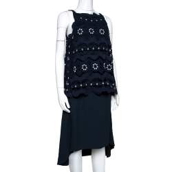 Chloe Navy Blue Cutout Lace Overlay Sleeveless Dress S