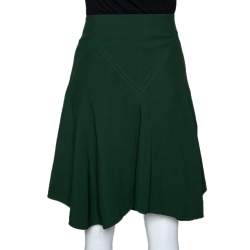 Pre Owned Chloe Forest Green Crepe Flared Skirt M