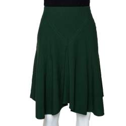 Pre Owned Chloe Forest Green Crepe Flared Skirt M