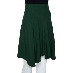 Pre Owned Chloe Forest Green Crepe Flared Skirt M