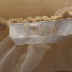 Pre Owned Chloe Cream Silk Crepeon Tasseled Blouse S
