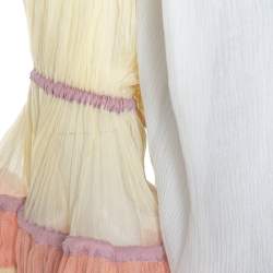 Pre Owned Chloe Cream Silk Crepeon Tasseled Blouse S