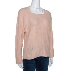 Pre Owned Chloe Peach Angora & Wool Knit Sweater L