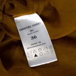 Pre Owned Chloe Mustard Yellow Silk Crepon Ruffled Godet Blouse S 
