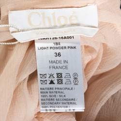 Pre Owned Chloe Light Powder Pink Sheer Silk Sequined Cuff Cocktail Blouse S