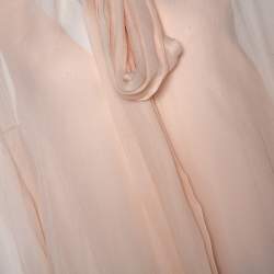 Pre Owned Chloe Light Powder Pink Sheer Silk Sequined Cuff Cocktail Blouse S