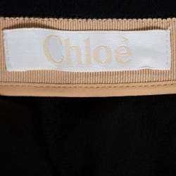 Pre Owned Chloe Black & Gold Metallic Silk Jacquard Pleated Short Skirt M