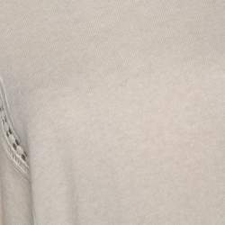 Pre Owned Chloé Beige Cashmere Wool Guipure Detailed Oversized Sweater S