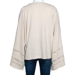 Pre Owned Chloé Beige Cashmere Wool Guipure Detailed Oversized Sweater S