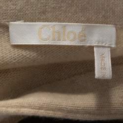 Pre Owned Chloé Beige Cashmere Wool Guipure Detailed Oversized Sweater S