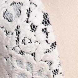 Pre Owned Chloé Peach Cashmere Wool Guipure Lace Detail Open Cardigan M