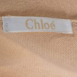 Pre Owned Chloé Peach Cashmere Wool Guipure Lace Detail Open Cardigan M