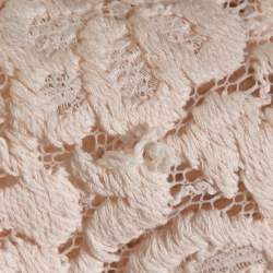 Pre Owned Chloé Peach Cashmere Wool Guipure Lace Detail Open Cardigan M