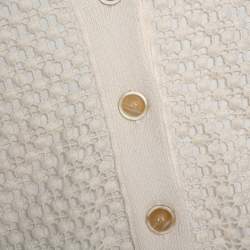 Chloé Natural Cream Wool Lace Overlay Button Front Cardigan L