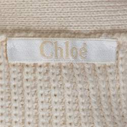 Chloé Natural Cream Wool Lace Overlay Button Front Cardigan L