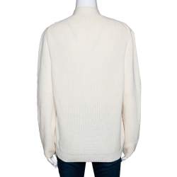 Chloé Natural Cream Wool Lace Overlay Button Front Cardigan L