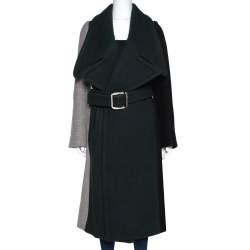 Chloé Colorblock Wool Blend Belted Long Coat M