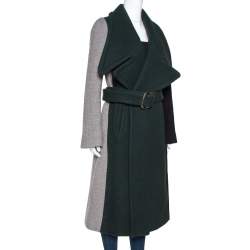 Chloé Colorblock Wool Blend Belted Long Coat M