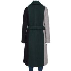 Chloé Colorblock Wool Blend Belted Long Coat M