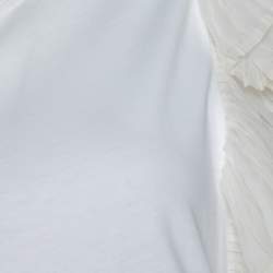 Pre Owned Chloe White Cotton Ruffled Silk Trim Sleeveless Top L