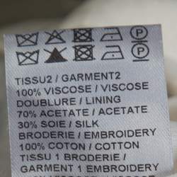 Pre Owned Chloe Navy & White Fringed Jacquard Lace Trim Shift Dress L