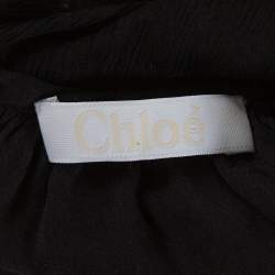 Pre Owned فستان سهرة كلوي بلا أكمام ظهر شفاف مزخرف حرير أسود مقاس وسط (ميديوم)