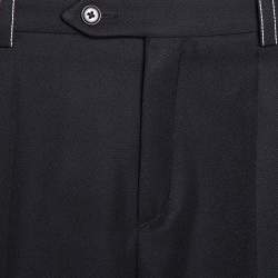 Pre Owned Chloe Black Wool Gabardine Straight Leg Cropped Trousers S 