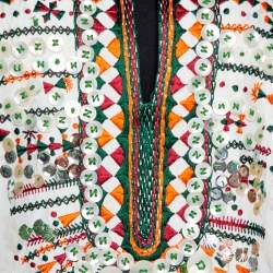 Pre Owned Chloe Off White Jacquard Embroidered & Embellished Tunic M