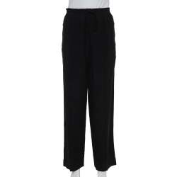 Pre Owned Chloe Black Crepe Rainbow Stripe Detail Trousers L