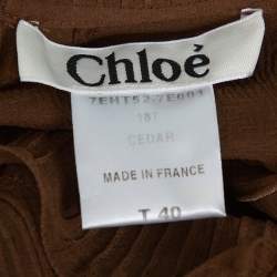 Pre Owned توب كلوي حرير شفاف بني مكشكشة مقاس متوسط - ميديوم