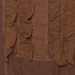 Pre Owned توب كلوي حرير شفاف بني مكشكشة مقاس متوسط - ميديوم