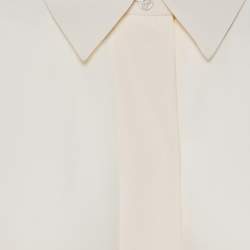 مملوكة مسبقًا قميص كلوي مزين حافة دانتيل و كريب حرير كريمي مقاس صغير (سمول)