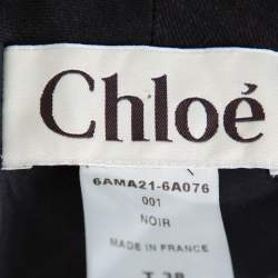 Pre Owned Chloe Black Linen Satin Detail Knee Length Coat M