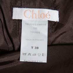 Pre Owned Chloe Brown Wool Asymmetric Hem Midi Skirt M